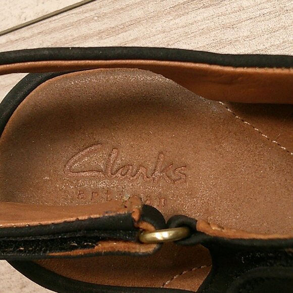 Clarks Women's Black Nubuck Clarene Allure Adjustable Ankle Strap Size 8 - Picture 4 of 10